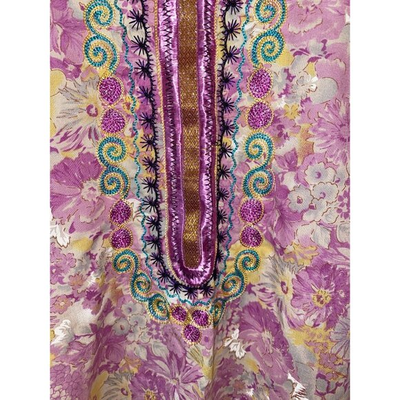 Al Rashi Fashion Floral Embroidered Kaftan Dress With Full Sleeves M Made In Ind - Picture 5 of 7